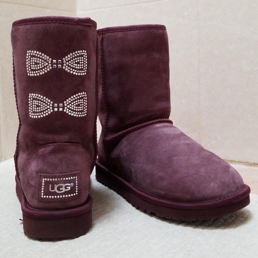 Ugg Australia Burgandy Boots Swarovski Gems size 7